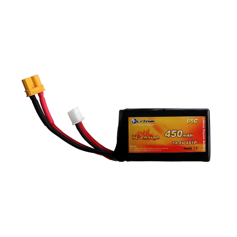 Flytown 450mAh 4S 14.8V 65C-130C RC Lipo battery with XT30 Plug for 100-150mm size 3D and FPV racing Drone Quadcopter UAV Car | Игрушки и