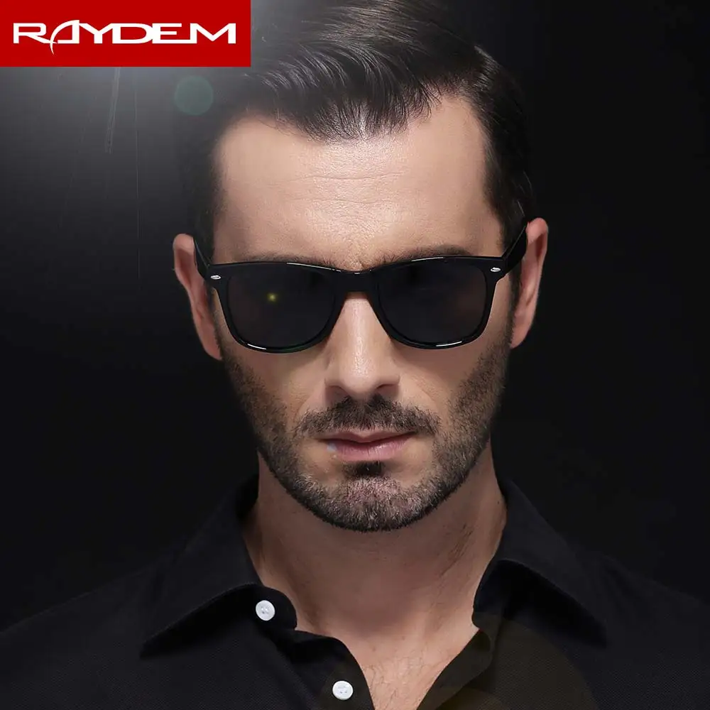 Мужские классические солнцезащитные очки Raydem синие зеркальные поляризационные