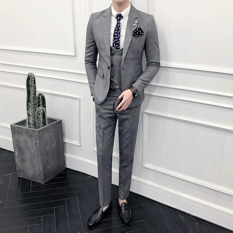 (Куртка + брюки) элитного бренда строгий костюм для жениха свадебное платье