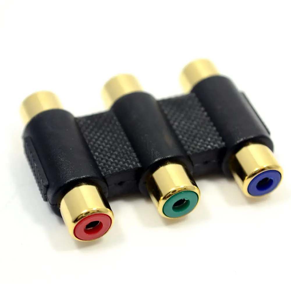 3 x RCA Phono RGB компонентный соединитель для видео Столярный адаптер цвет золото| |