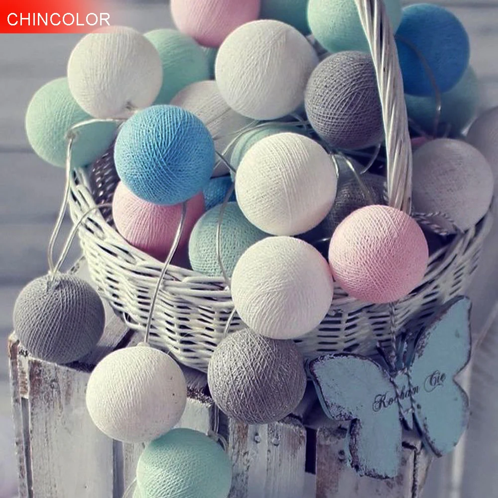 

3m 20leds Holiday lights Cotton Ball Led Light string Battery/AC Plug USB Xmas Christmas wedding valentine Day decoration CA