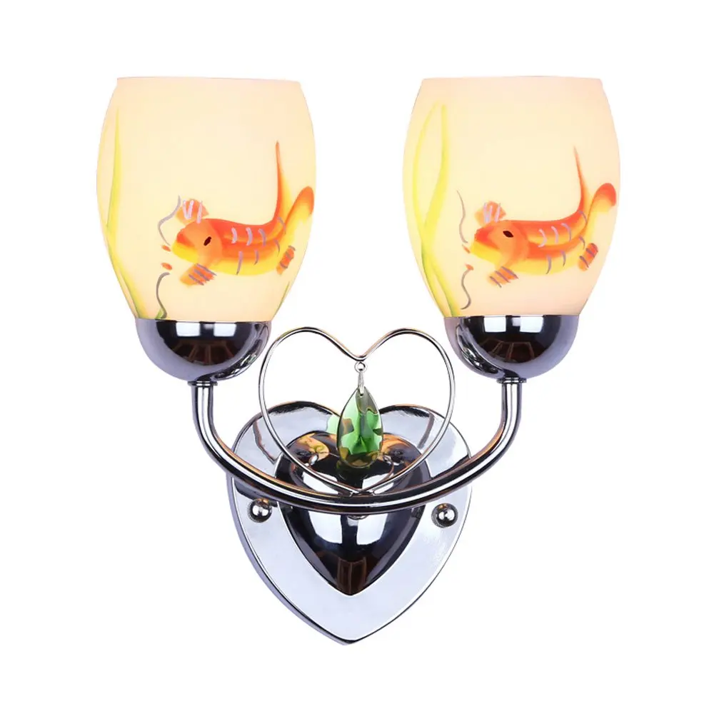 Современные Настенные светильники с изображением рыбок креативные зеркальные