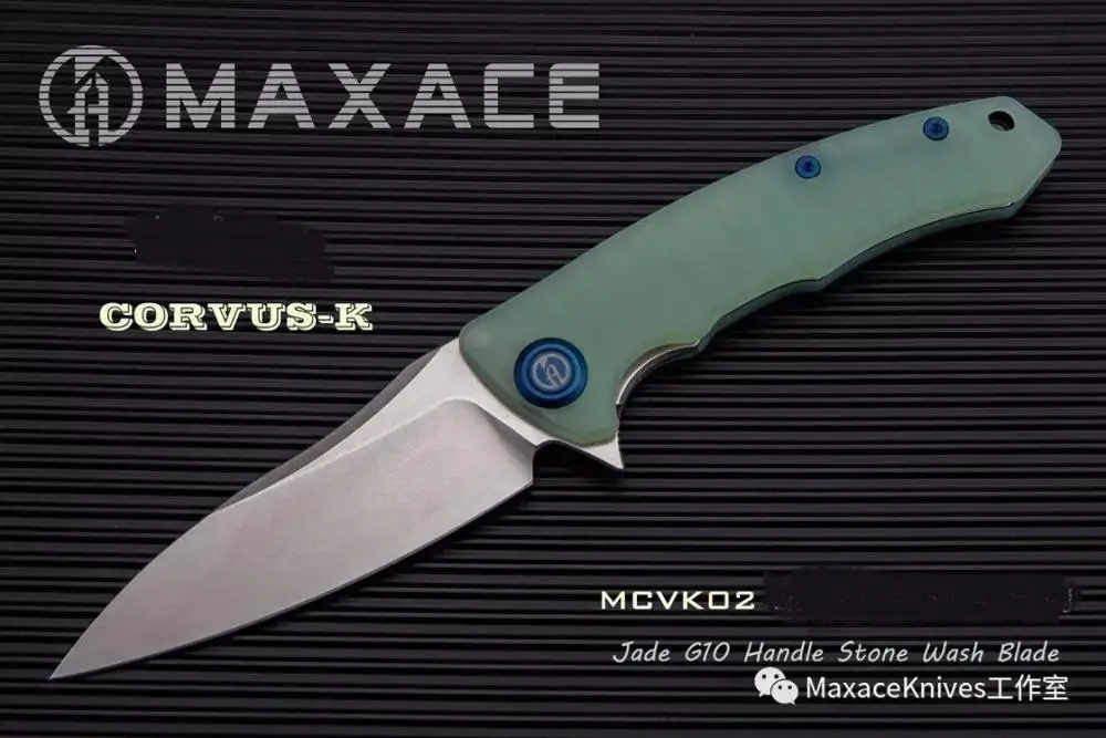 jade stonewashed Нефритовый Maxace Corvus K110 стальной промытый нож, компактный походный нож - Цвет: jade stonewashed