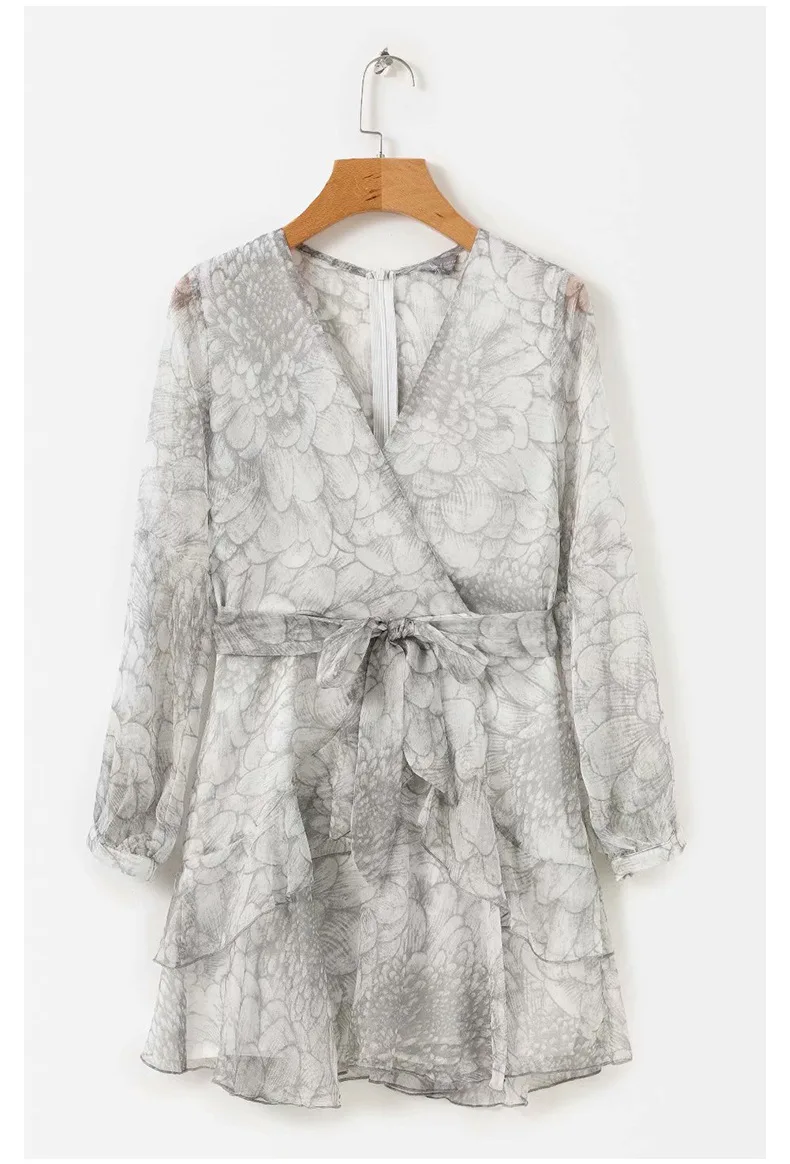 Платье женское с цветочным принтом сарафан в стиле ампир рукавами фонариками