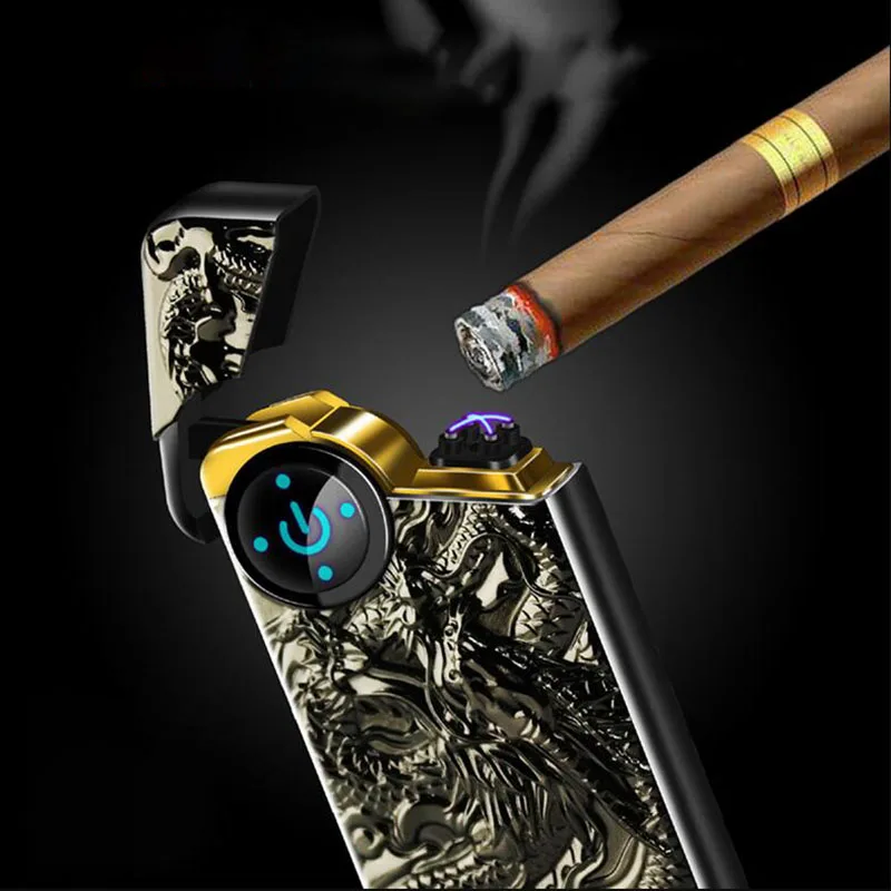 Новинка 2019 китайский дракон сенсорный датчик двойная дуга Usb Зажигалка
