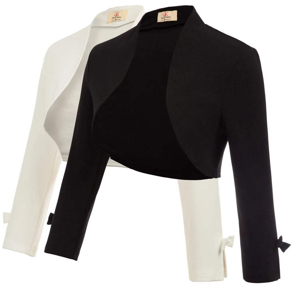 Болеро с длинными рукавами закрытое болеро однотонная деловая Элегантная блузка