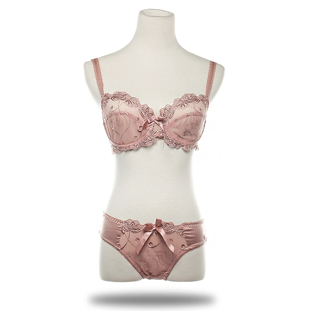 Size A B C D 32 34 36 38 40 42 Free shipping new arrival women's bra and brief set flower lace bralette 3/4 cup panties Lingerie | Женская