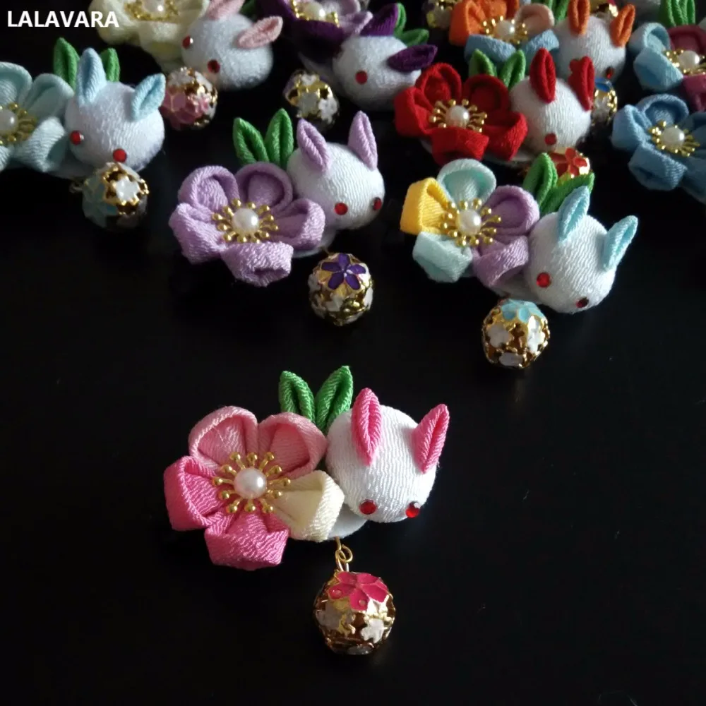 LALAVARA 10 шт. заколки для волос с кроличьими колокольчиками для детей, японские аксессуары для волос kawaii для девочек
