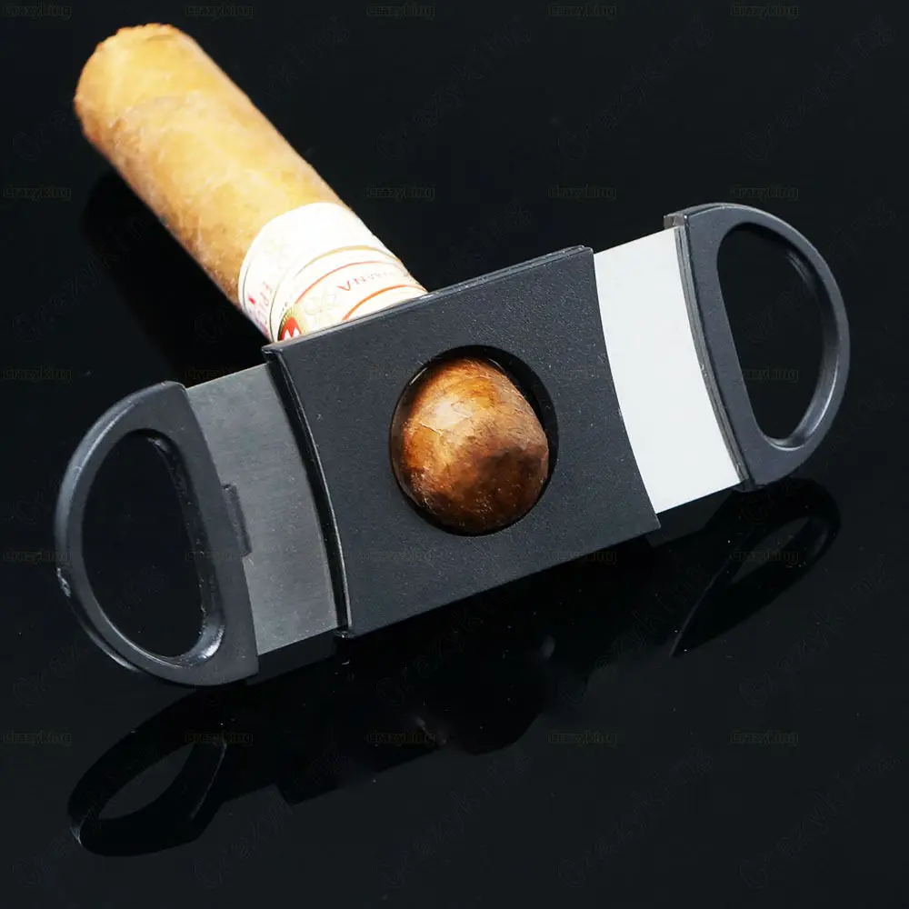 Cohiba Black Plastic Handle Stainless Steel 2 Blade Pocket Cigar Cutter Scissors | Дом и сад
