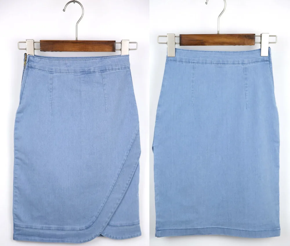 Новая женская облегающая юбка с высокой талией бедра джинсовая средней длины|denim