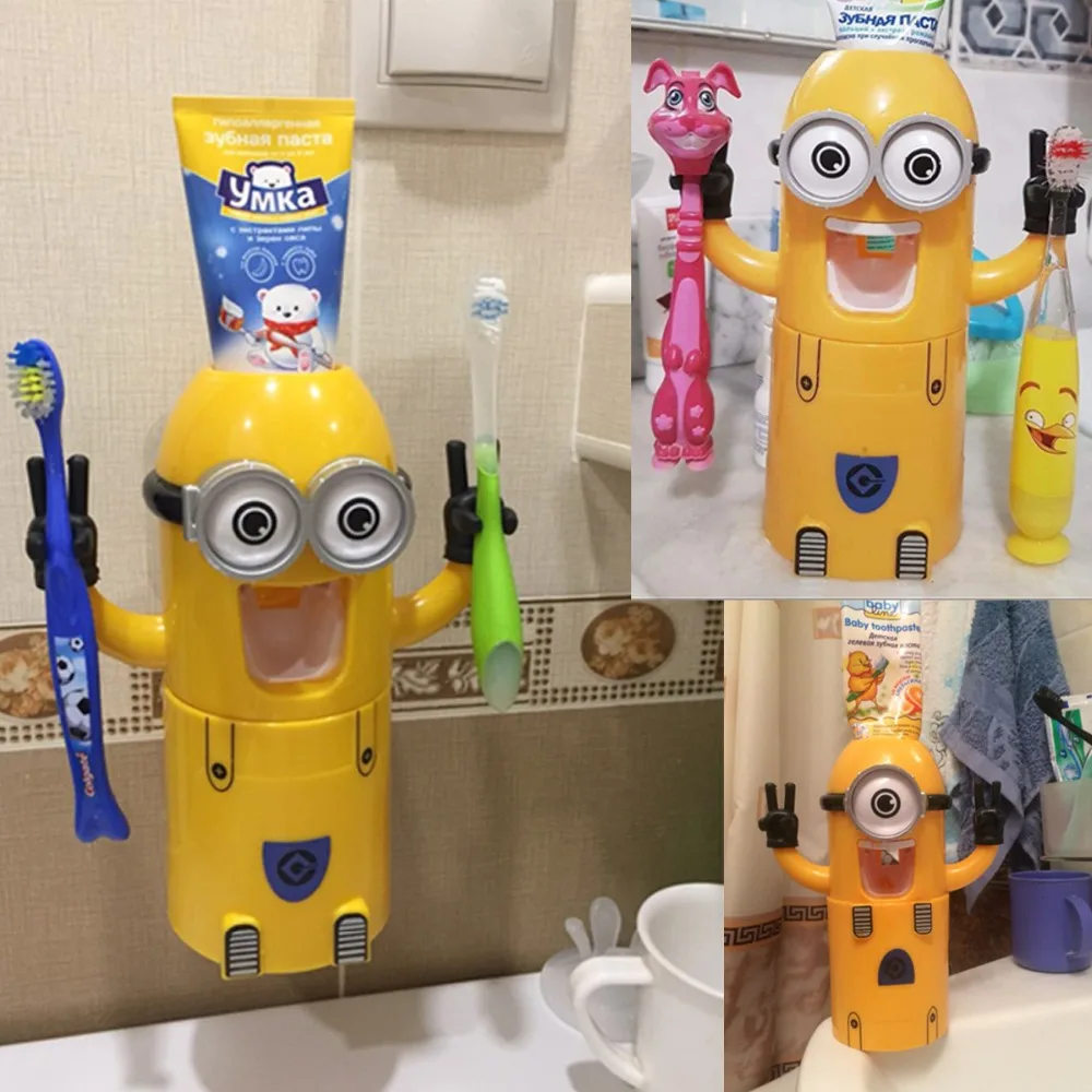Детская Minion Автоматический Диспенсер зубной пасты для щетки держатель продукты