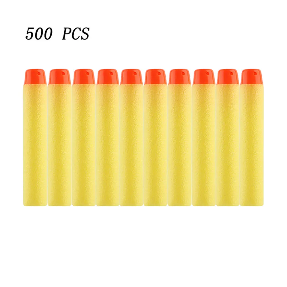 Yellow 500pcs 500 шт для Nerf пули для Nerf игрушечный пистолет Мягкие Черные пули для Nerf аксессуары дротики с полым отверстием голова пена пуля - Цвет: Yellow 500pcs
