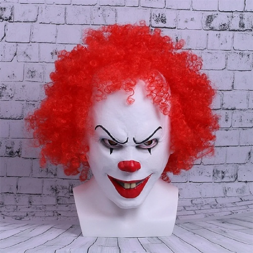 Маска в стиле фильма Stephen King's It маски для косплея красные волосы клоун Джокер