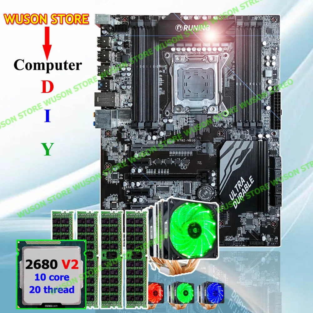 Runing Super ATX X79 материнская плата CPU RAM combos процессор Xeon E5 2680 V2 с хорошей охлаждающей
