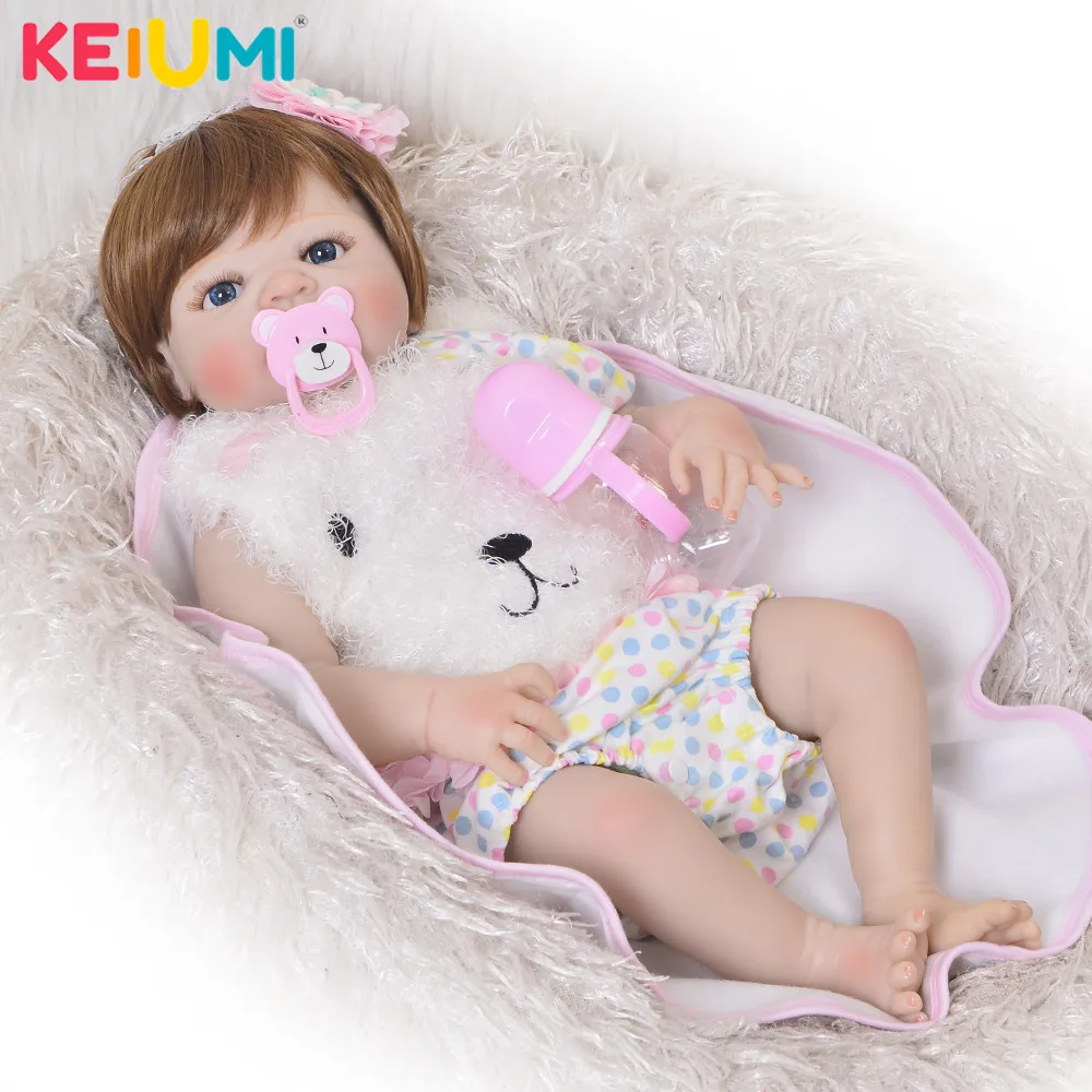 Кукла реборн 23 дюйма милая кукла с тканевым телом золотыми волосами для детей в