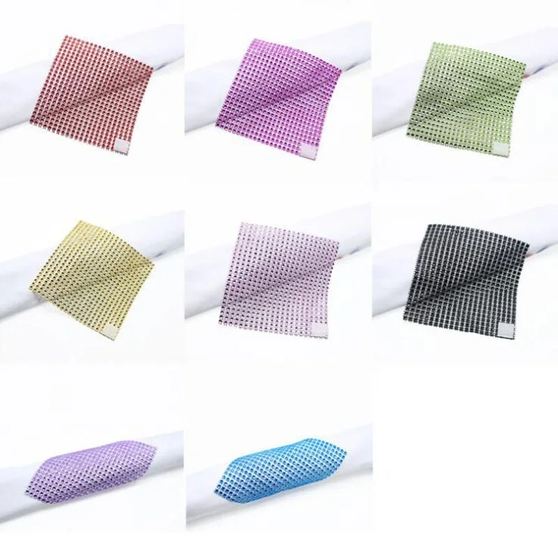 

10pcs Square Napkin Ring for Party Wedding Festival Decoration Plastic Chair Buckle Table Ornament Colorful Diamond Buckle