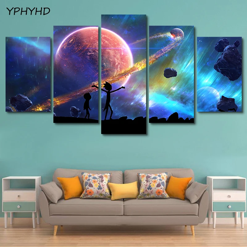 YPHYHD 5 шт. HD картина для дома холст настенная живопись современный декор Рик и