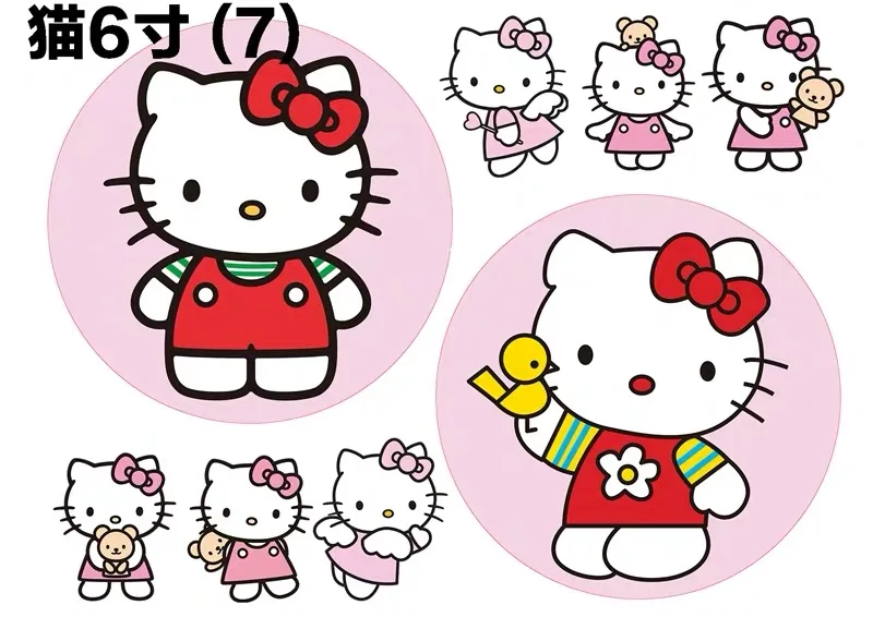 kitty 6 inch cake Съедобный мультфильм риса вафельный бумажный Топпер на торт украшение легко использовать для 4-10 дюймов торт, печатная рисовая бумага только, 1 лист - Цвет: kitty 6 inch cake