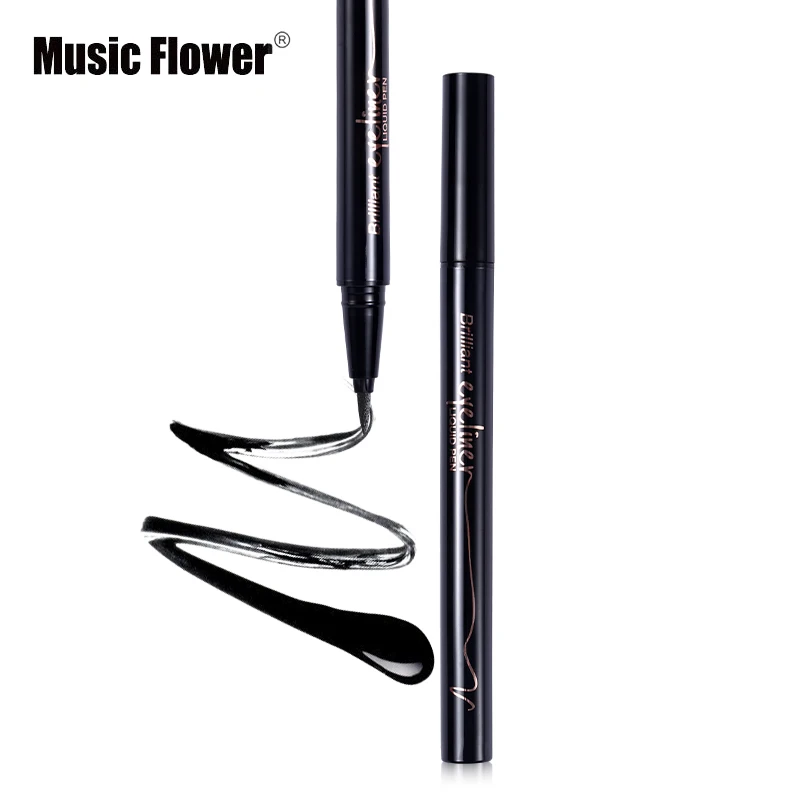 Music Flower макияж глаз матовый шелковистый карандаш-подводка для глаз жидкая Черная Подводка для глаз, Водонепроницаемый быстросохнущая натуральный супер тонкий комплект шлангов инструмент