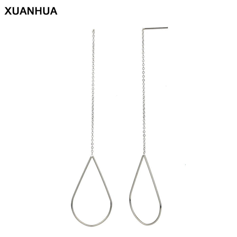 Женские серьги капли XUANHUA длинные из нержавеющей стали в Корейском стиле