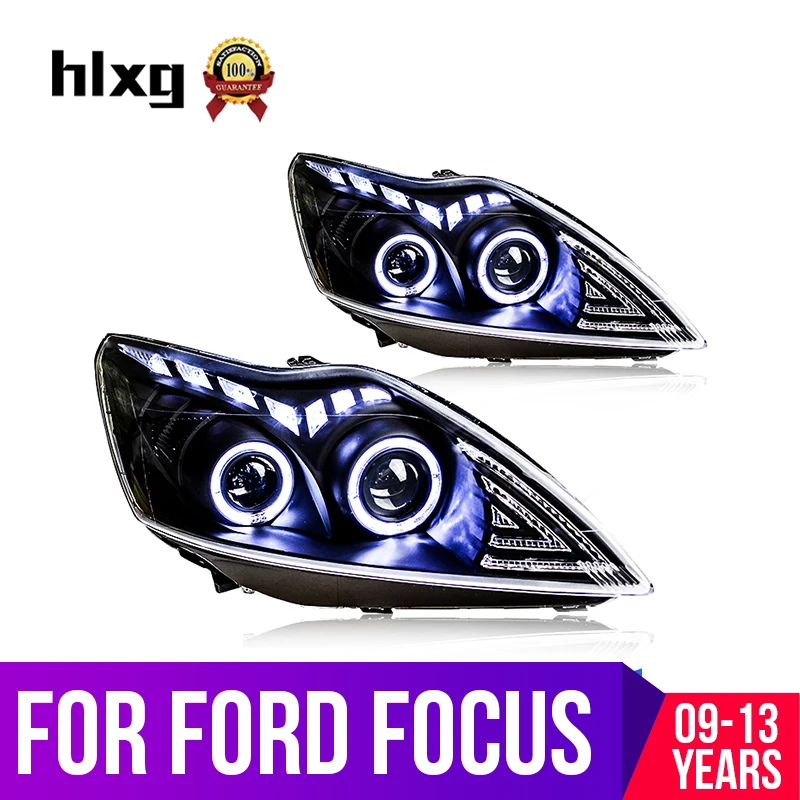 Hlxg для Ford Focus 2009 2013 светодиодный фары в сборе HID галогенные лампы дневные ходовые