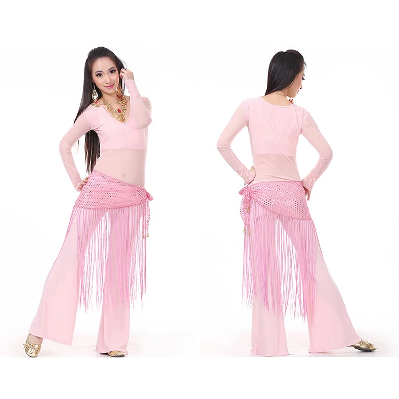 Костюмы для танца живота сетчатая блузка с длинными рукавами и блестками