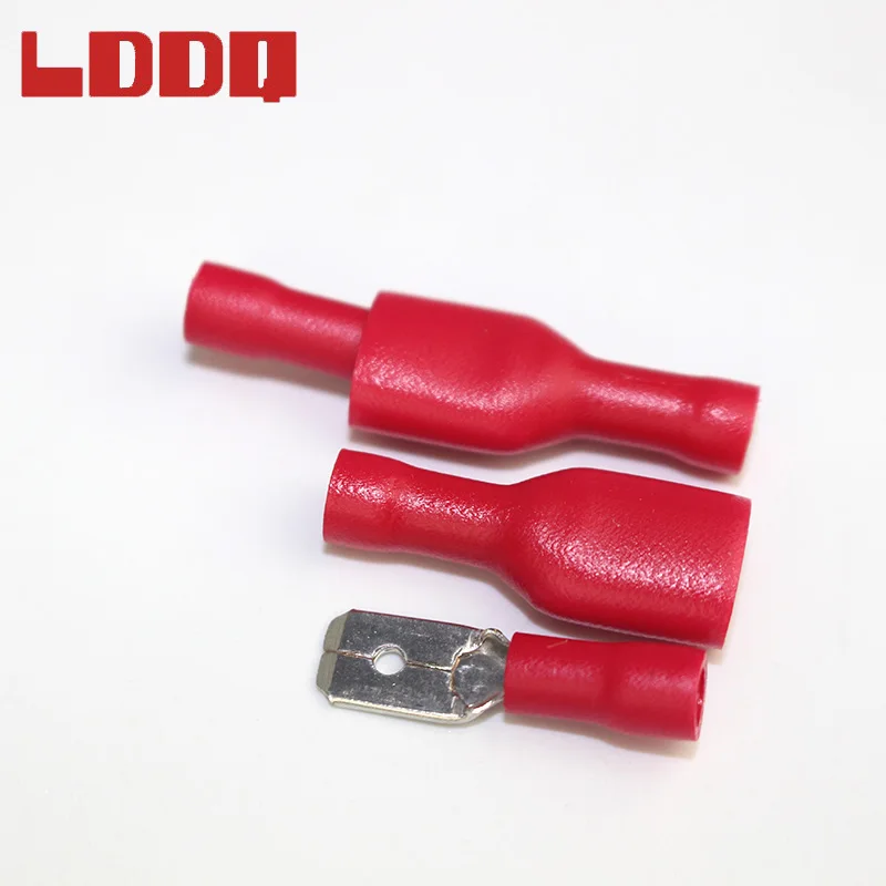 LDDQ 100 шт. смешанные Изолированные Лопаты обжимные клеммы 40 шт. красный 40 шт. синий 20 шт. желтый электрический провод соединитель мужской/женский комплект