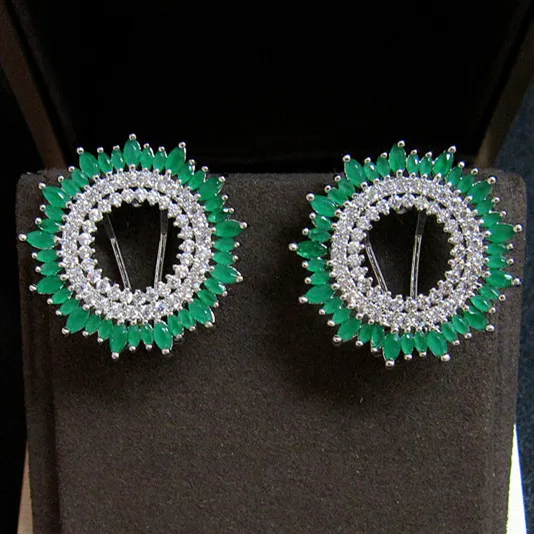 only earring YoGe свадебные и вечерние ювелирные изделия для женщин, E3226G модные AAA CZ милые круглые серьги-гвоздики - Окраска металла: only earring