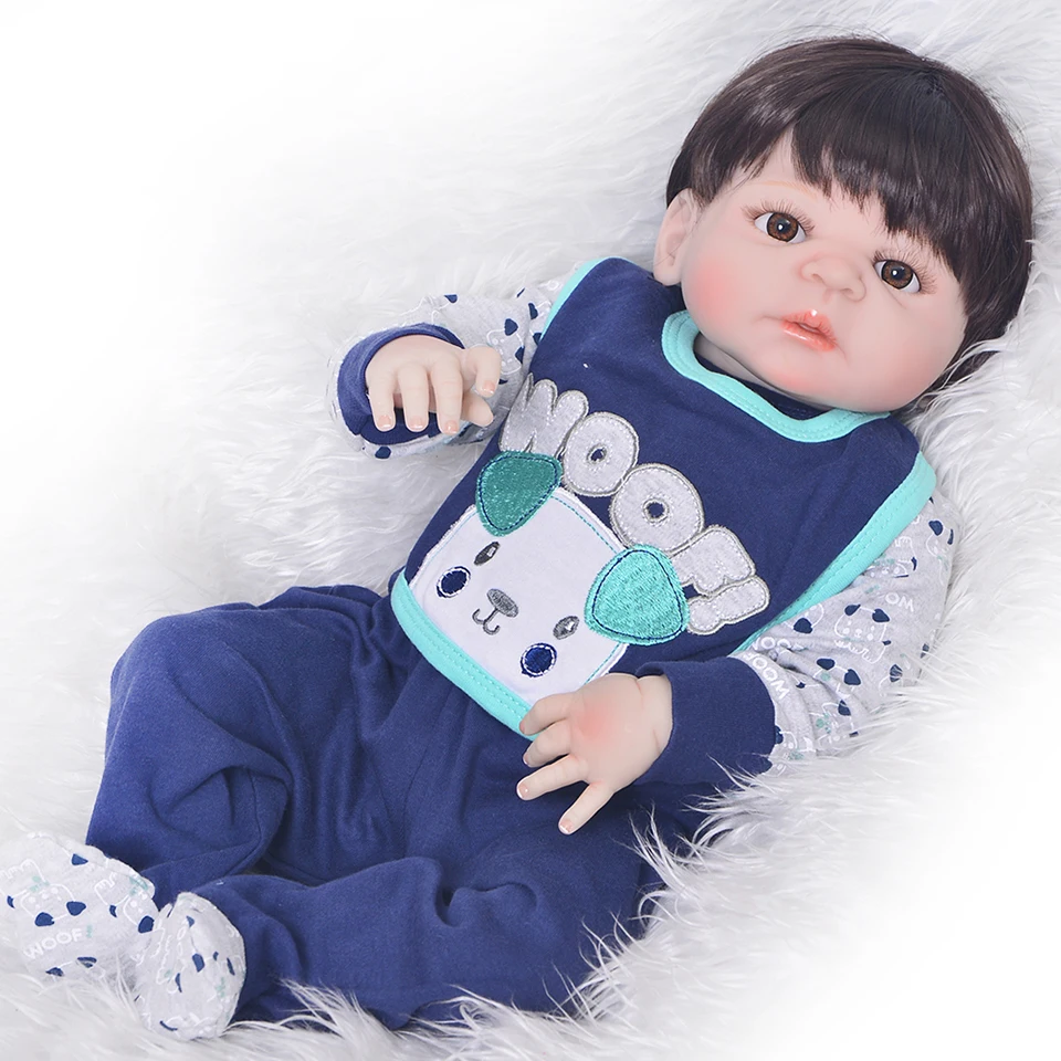 23 дюйма Boneca bebes reborn boy силиконовая виниловая кукла для новорожденных Реалистичная