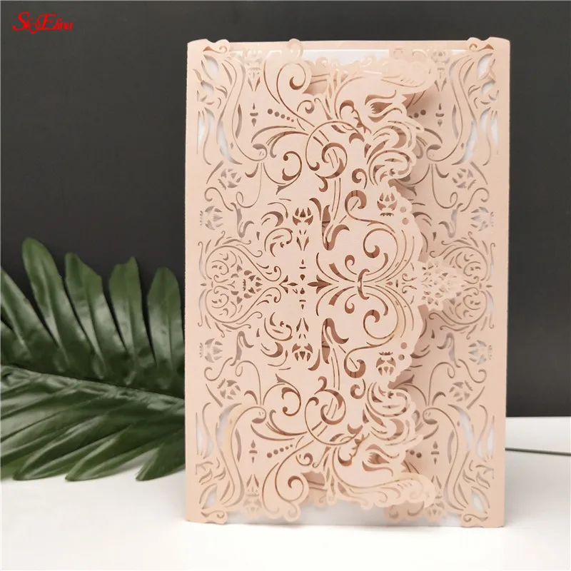 10 шт. винтажные лазерные свадебные приглашения бумажные на день рождения наборы