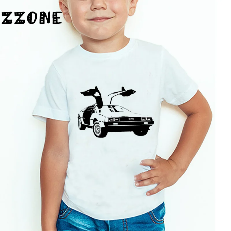 whiteH DMC Delorean/детская футболка «снова в будущее» летние топы с короткими рукавами для мальчиков и девочек, детская модная повседневная одежда HKP2260 - Цвет: whiteH