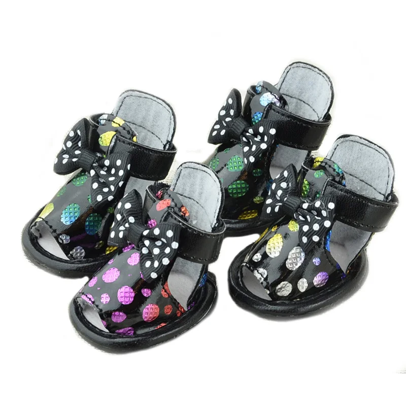 Cute bow small Pet cat Dog Shoes breathable Pu leather summer chihuahua sandal nonslip dog boot booties for | Дом и сад