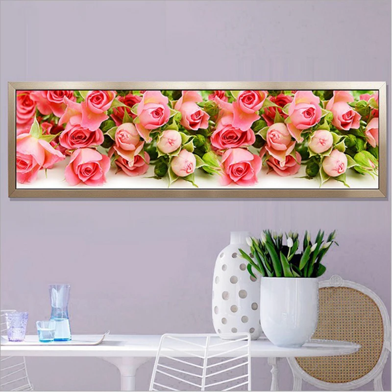 170X50CM Полный Круглый Алмазный Набор для вышивки крестиком розы цветы картинки