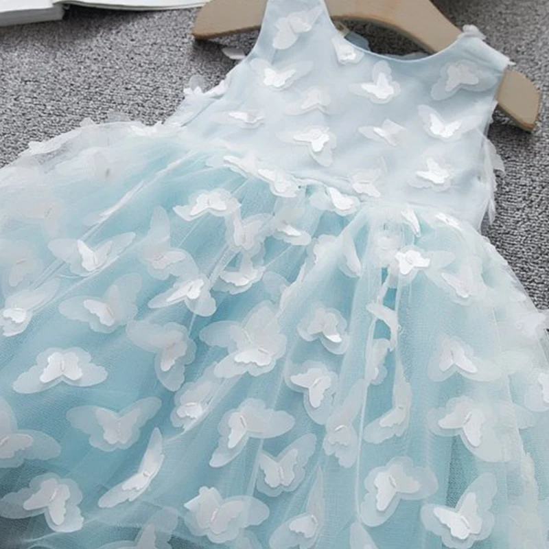 Летнее платье для девочек детское дизайнерское с бабочками праздничные платья
