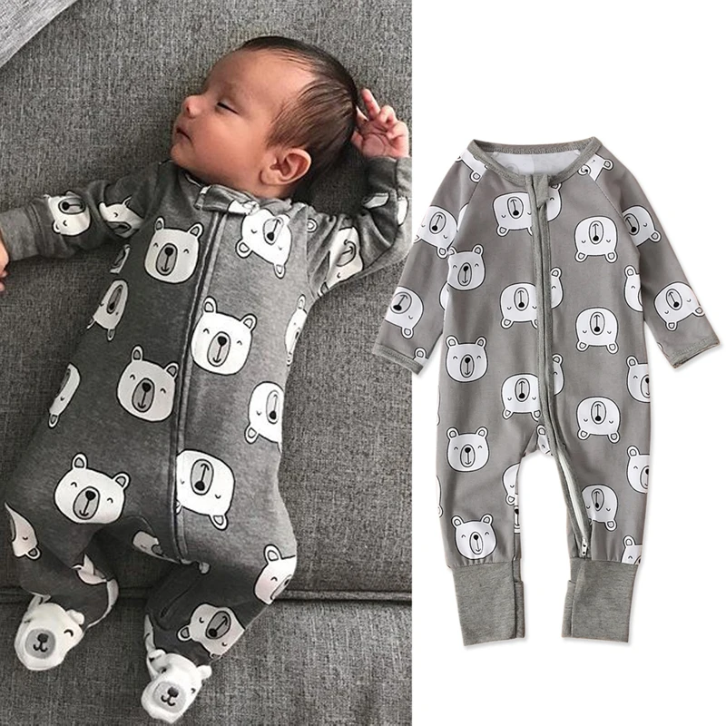 2019 новый модный детский комбинезон с животными Одежда для младенцев медведем