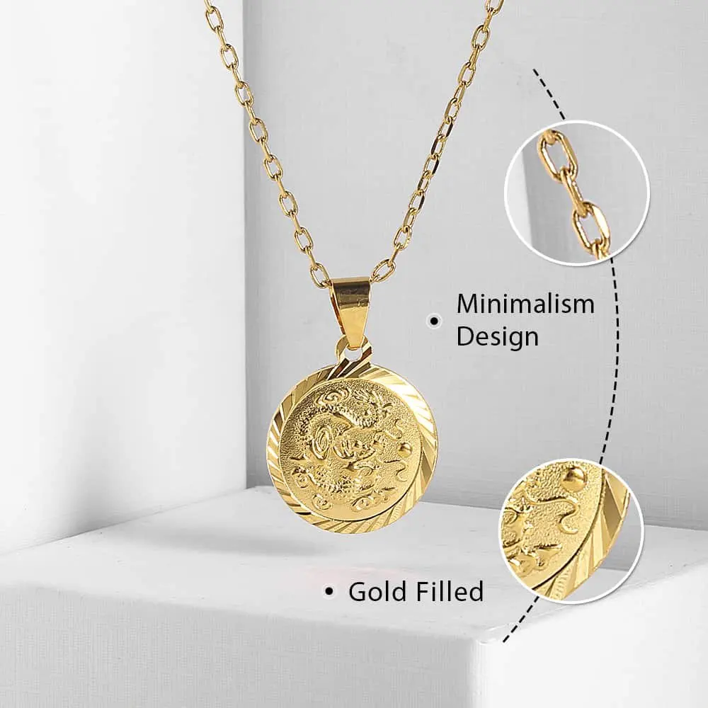 Swirl магнит для монет ожерелье женщин девочек желтый золотой заполненный узор в