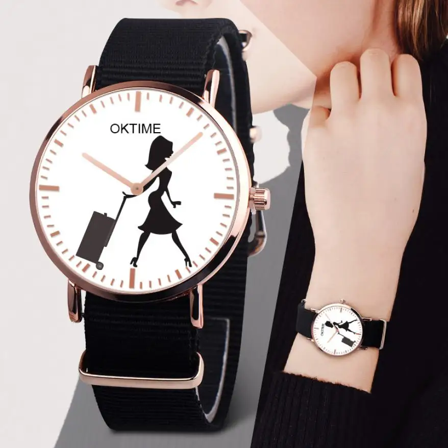 Роскошные часы Relojes Mujer Женские повседневные кварцевые холщовые с ремешком Newv