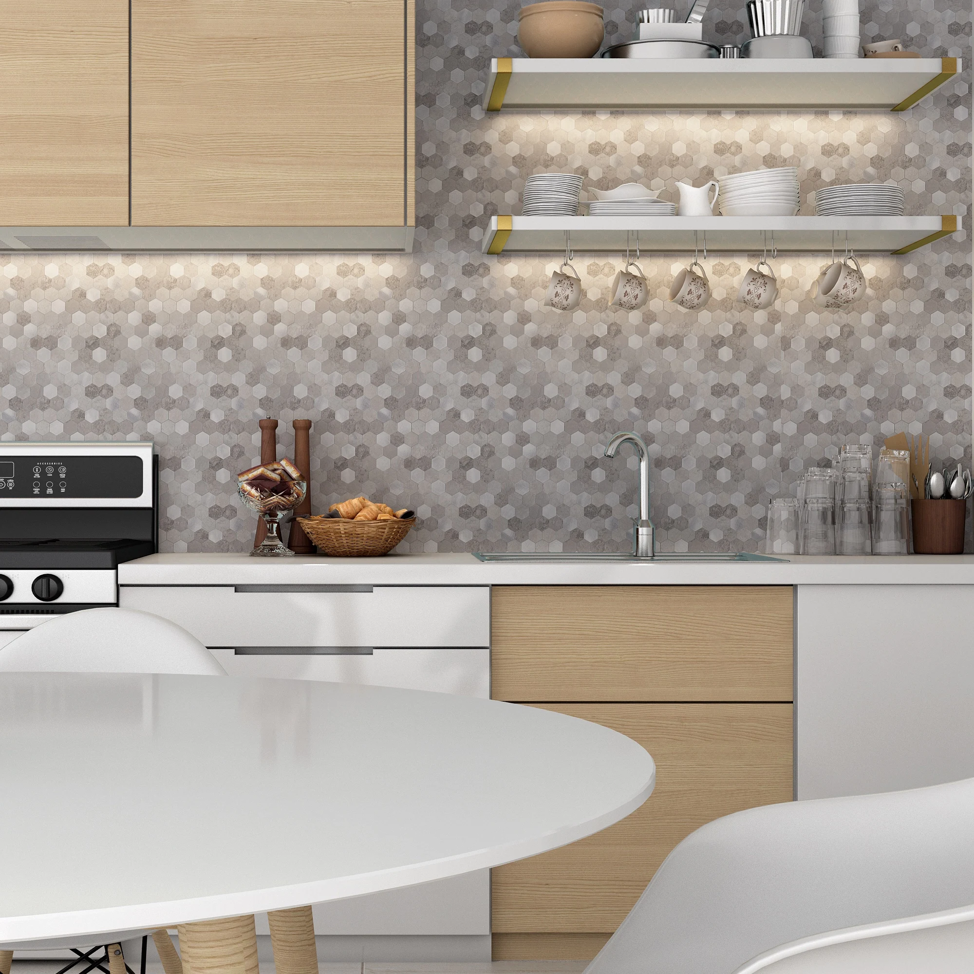 Vividtiles корка и плинтусных плитках и ПВХ Кухня бортиком, Плитки Украшенные душ камин 5-листы