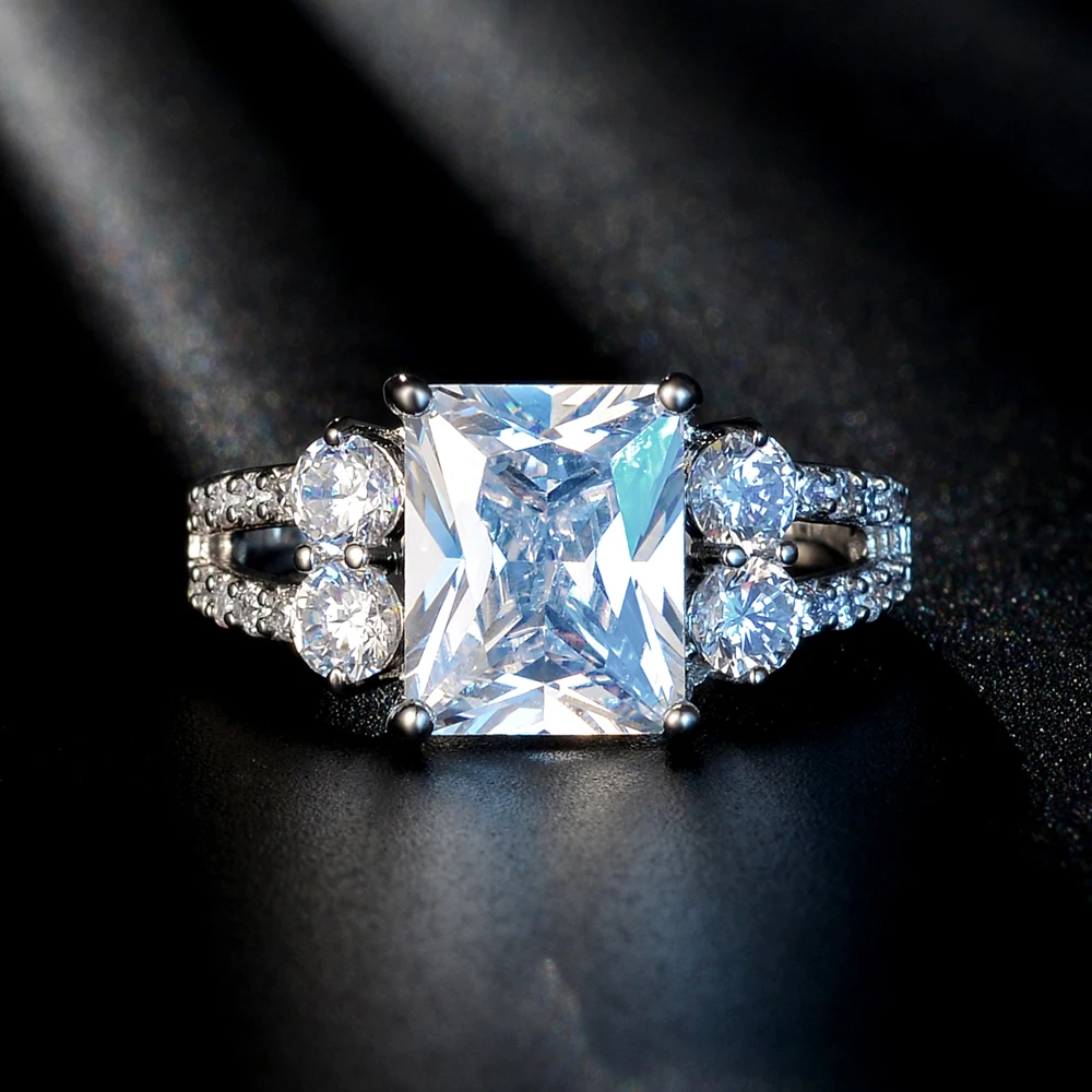 Новый Элегантный серебряный кубик циркония кольцо для мужчин и женщин Свадьба