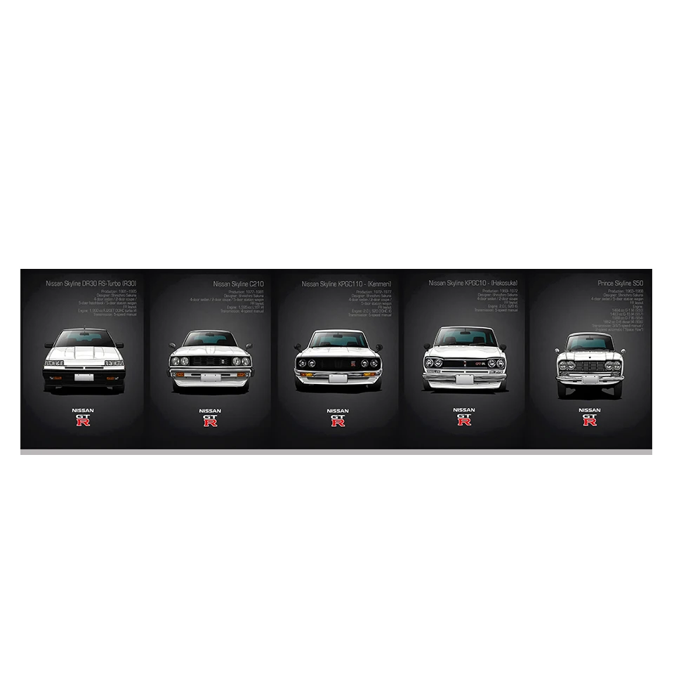 No Frame A Настенные художественные полотна картины классические ретро Nissan Skyline GTR автомобильные картины прикроватные домашние декоративные Плакаты HD печать художественная роспись - Цвет: No Frame A