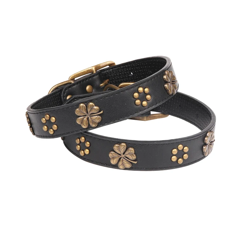 Pawstrip ошейник из натуральной кожи для собак Pitbull французский Buelldog собачий ошейник большого размера медный цветочный ошейник для питомцев/кошек/щенков для собак petshop