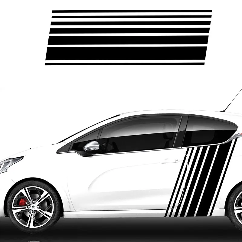 Для Peugeot 208 2 дверные боковые гоночные полосы автомобильные наклейки графические