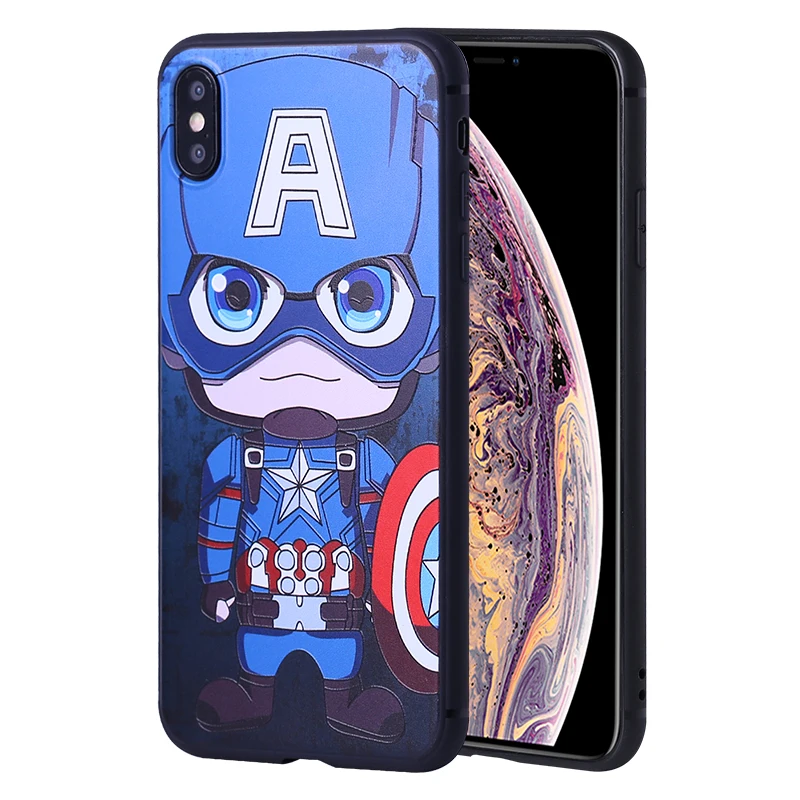 3D мультфильм мягкий чехол для телефона iPhone Xs Max XR X 6 s 6s 7 8 плюс Супермен железный