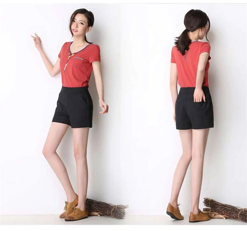 

Fashion Pantalon Femme Trousers Shorts Women Solid High Waist Wide Leg Casual Spodnie Damskie Short Plus Size XL Cotton Linen