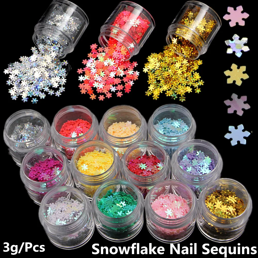 Снежинка Дизайн ногтей лазерной Блёстки Косметическая пудра глиттер для Красота