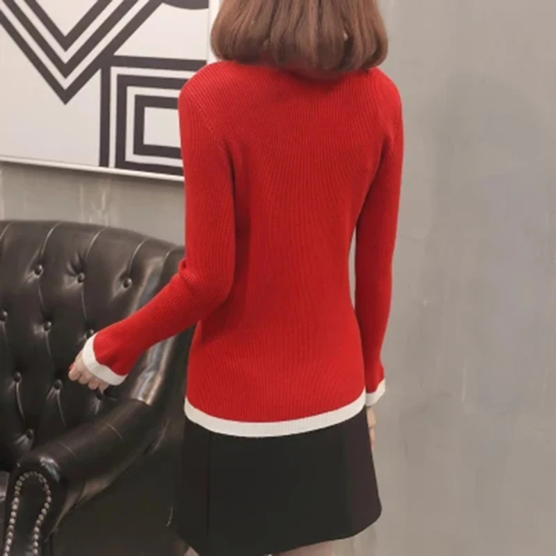 2018 Spring Autumn Flare Sleeve V-Neck Knitted Sweater Cardigan Female Single Breasted Patchwork Slim Women Coat F609 |