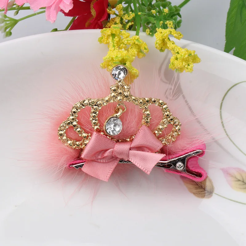 C 2020 Baby Girl Hair Accessories Shiny CZ Golden Crown Kids Hairpins Ribbon Bow Children Princess Clips | Детская одежда и обувь