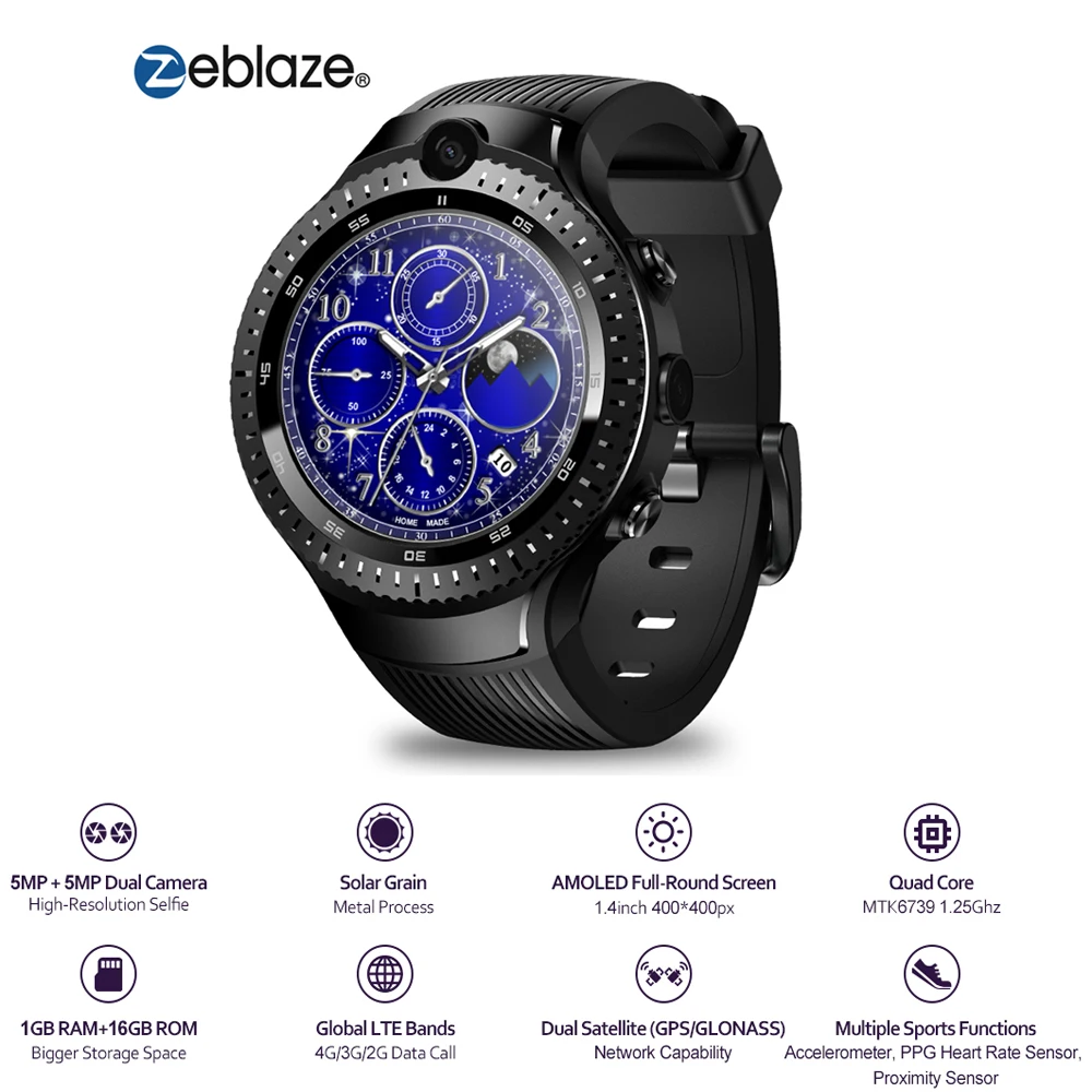 Смарт часы Zeblaze THOR 4 Dual 4G экран 1 дюйма Гб + 16 ГБ GPS/GLONASS|Смарт-часы| |