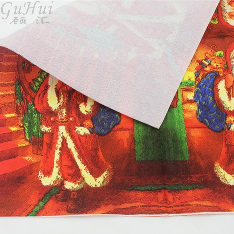 100 шт Ретро Санта Клаус рождественские салфетки одноразовые бумажные новый год