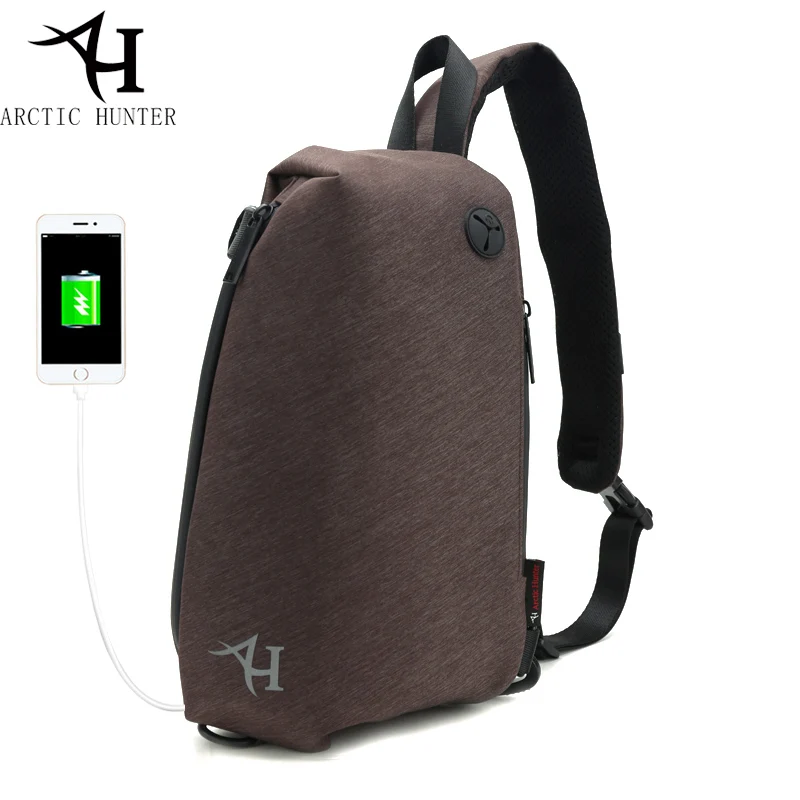 Фото ARCTIC HUNTER брендовая нагрудная сумка сумки через плечо для мужчин с usb зарядкой